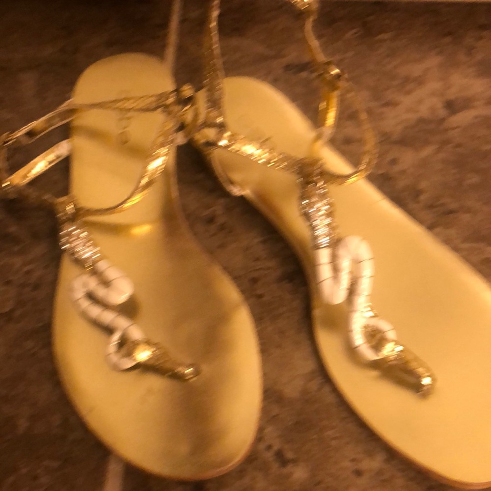 Bebe gold and white sandal with embellished snake design size 7